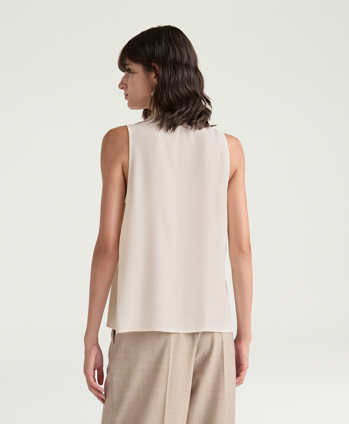KIRI TOP IN SOLID COLOUR ACETATE/SILK - CREAM - Momonì