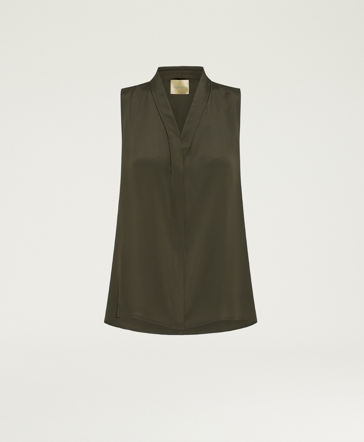 KIRI TOP IN SOLID COLOUR ACETATE/SILK - DARK GREEN - Momonì