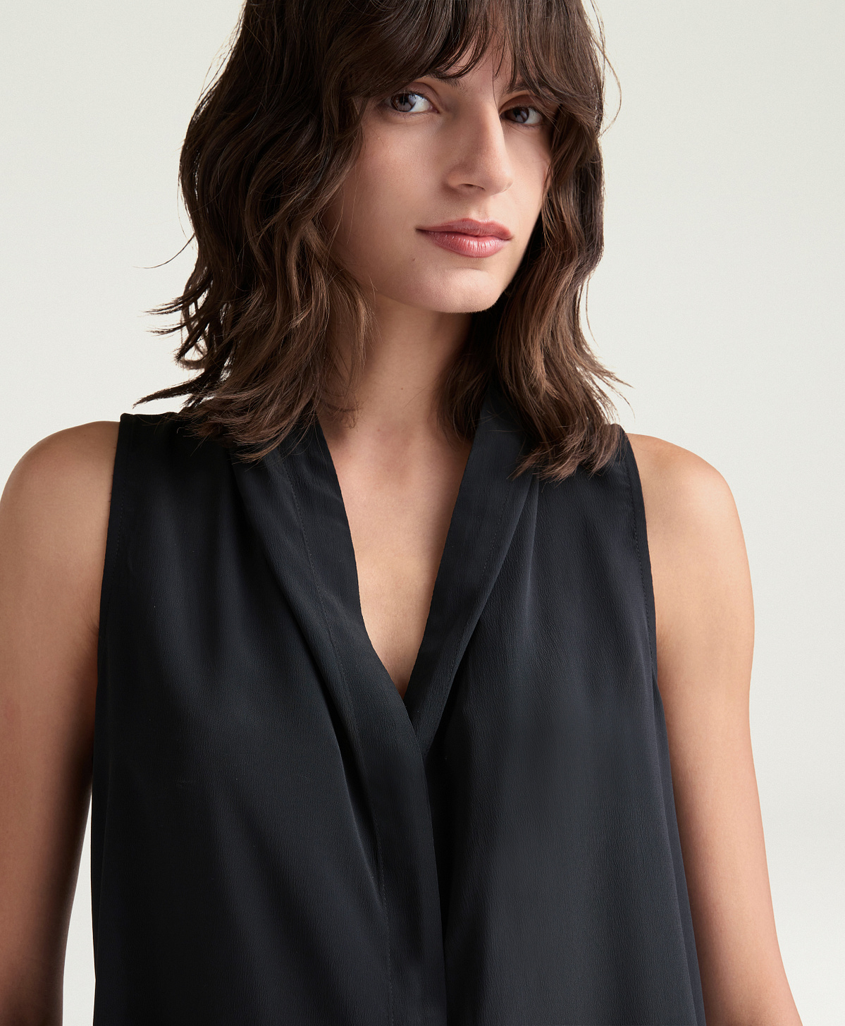 TOP KIRI IN ACETATO/SETA UNITO - NERO - Momonì