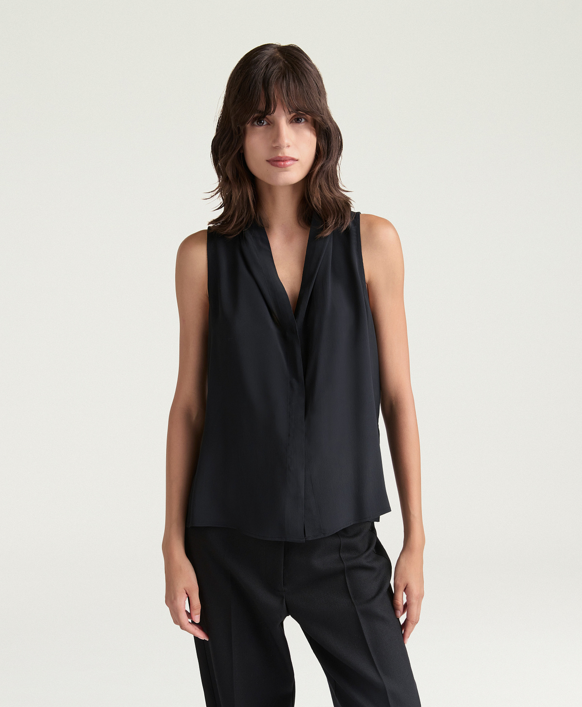 TOP KIRI IN ACETATO/SETA UNITO - NERO - Momonì