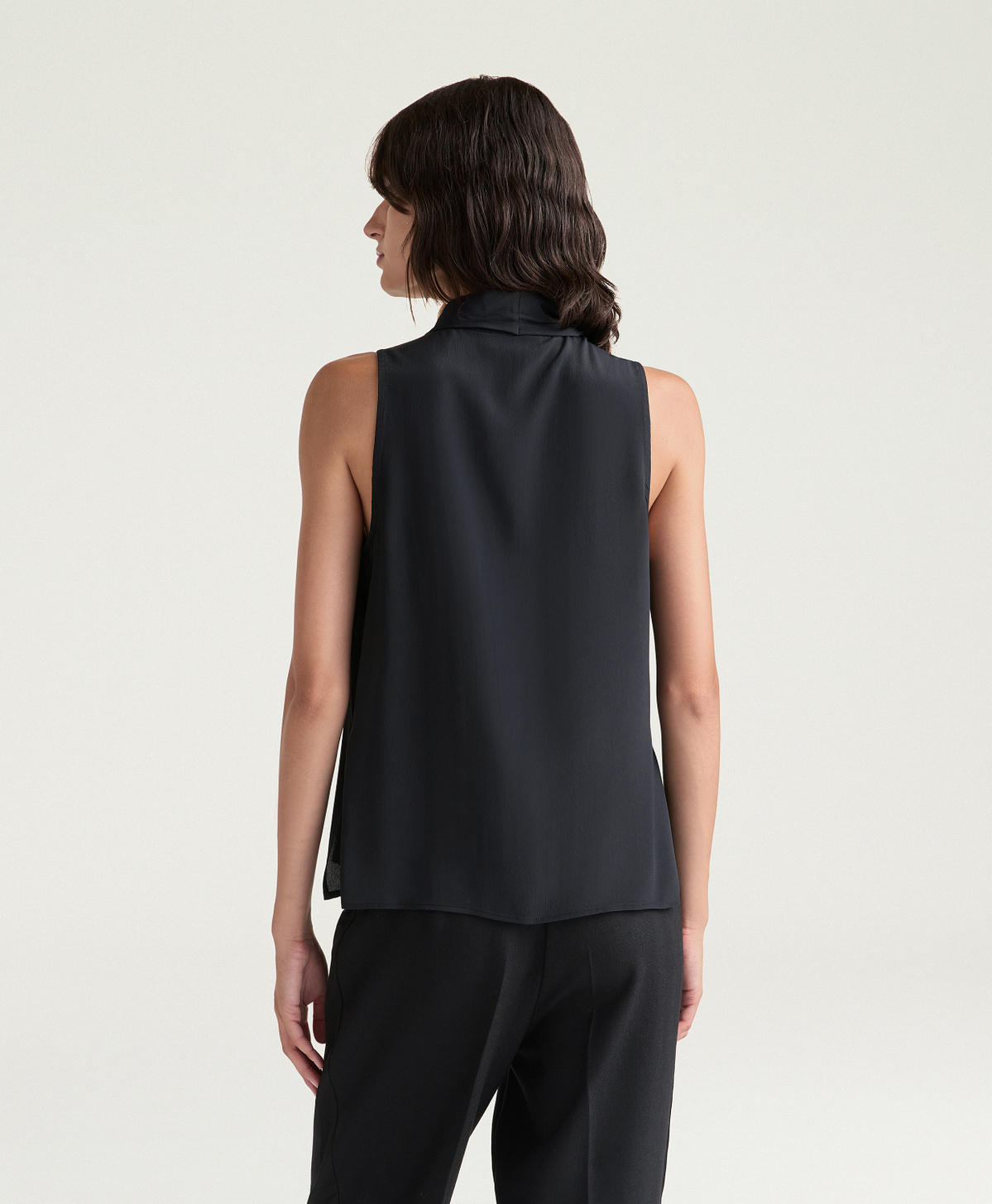 TOP KIRI IN ACETATO/SETA UNITO - NERO - Momonì