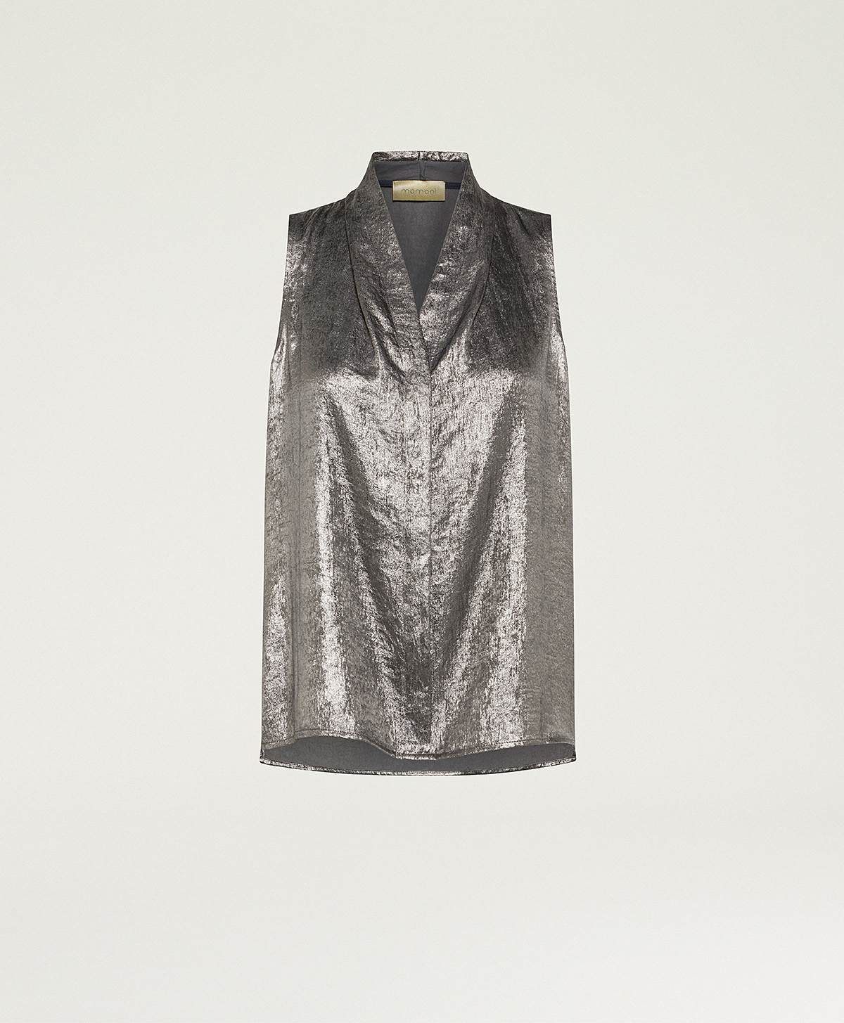 KIRI TOP IN FLUID LAMINATE - SMOKE GRAY - Momonì