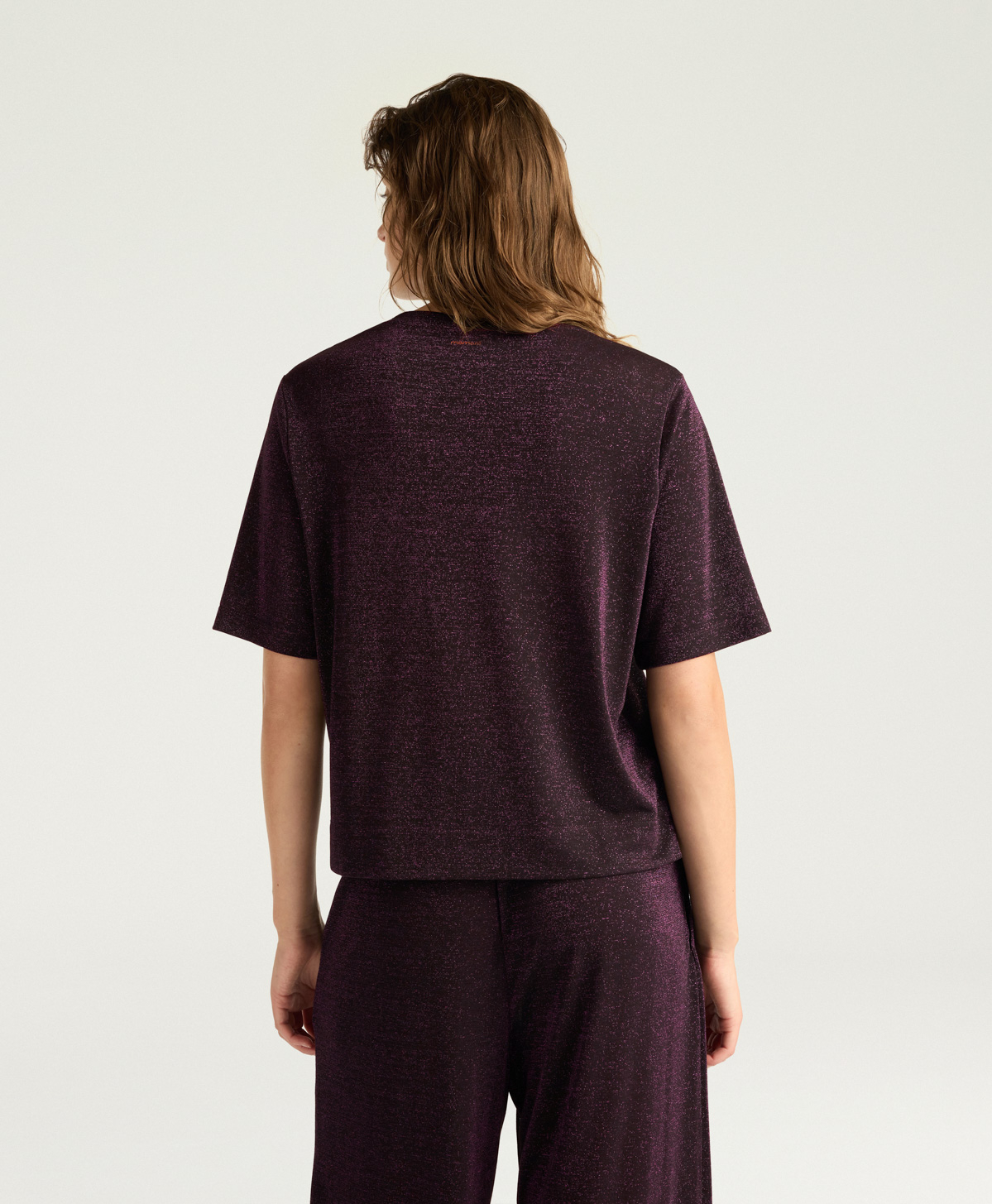 T-SHIRT IORA EN JERSEY LUREX UNI - CERISE NOIRE - Momonì
