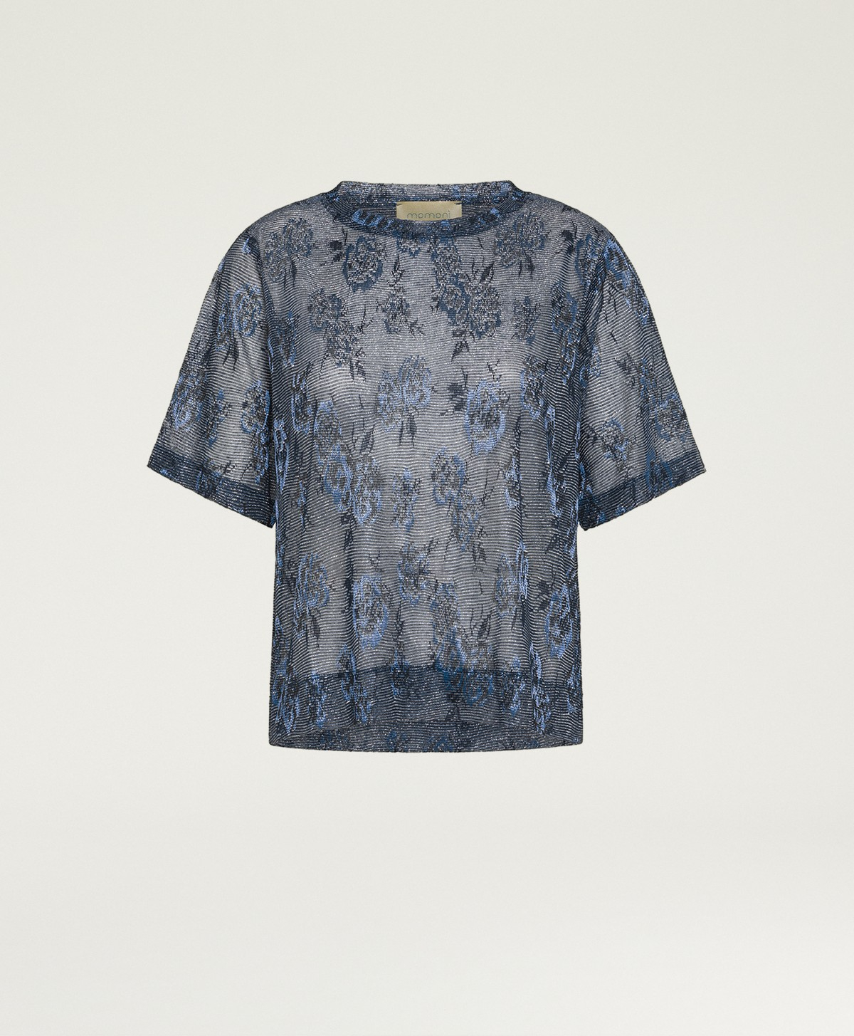 IORA T-SHIRT IN LUREX JACQUARD JERSEY - BLUE MULTICOLOR - Clothing - Momonì