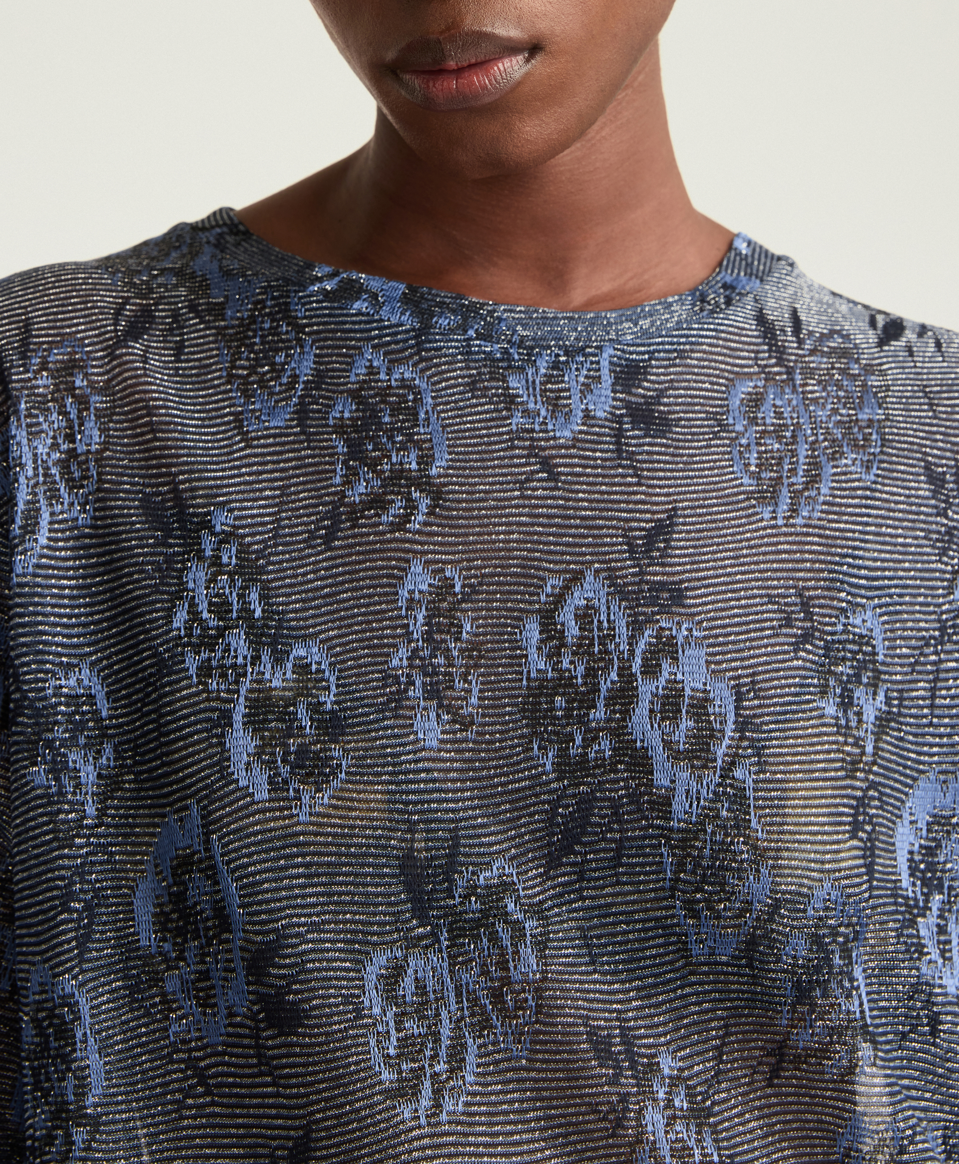 T-SHIRT IORA EN JERSEY JACQUARD LUREX - MULTICOLORE BLEU - Momonì