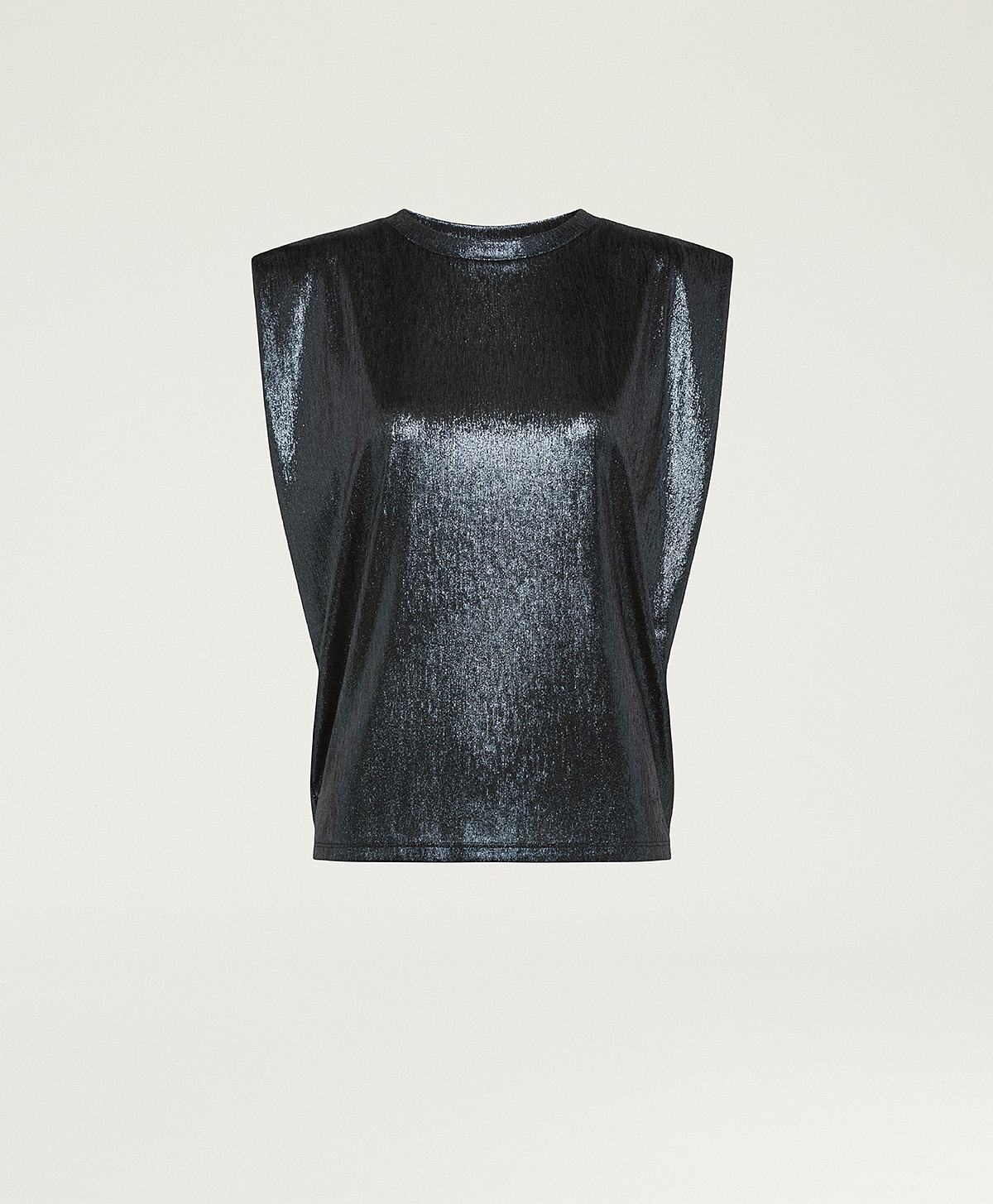 ENNA T-SHIRT IN LAMINATED JERSEY - PETROL BLUE - Momonì