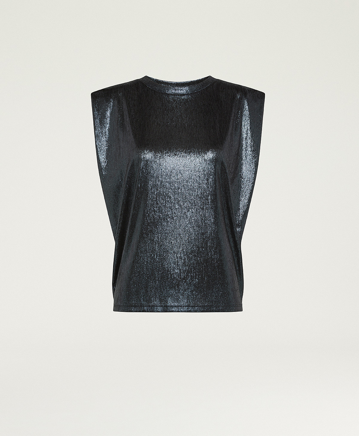 ENNA T-SHIRT IN LAMINATED JERSEY - PETROL BLUE - Clothing - Momonì