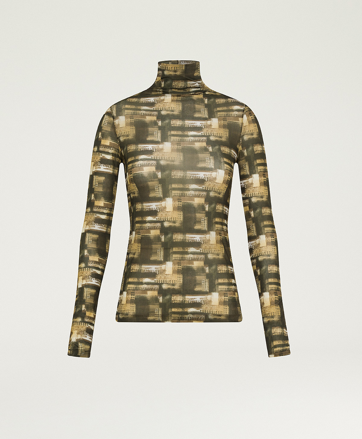INE T-SHIRT IN PRINTED NYLON - ARMY GREEN MULTICOLOR - Clothing - Momonì