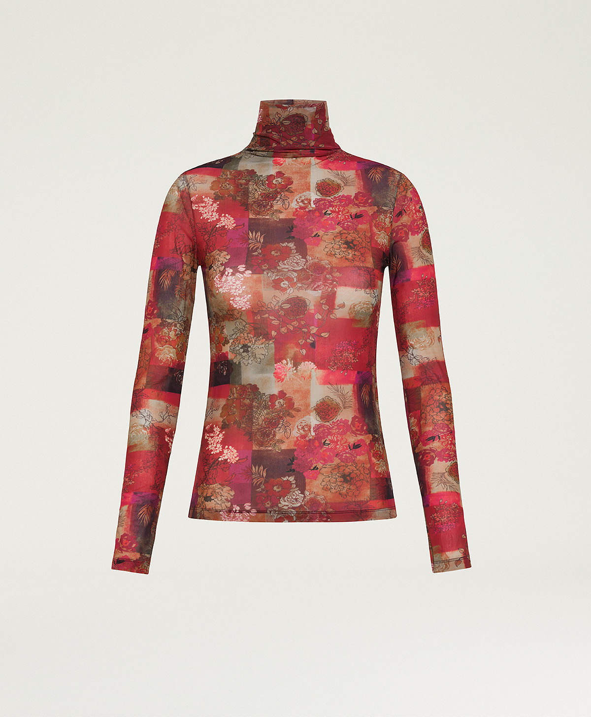 T-SHIRT INE EN NYLON IMPRIMÉ - MULTICOLORE BORDEAUX - Momonì