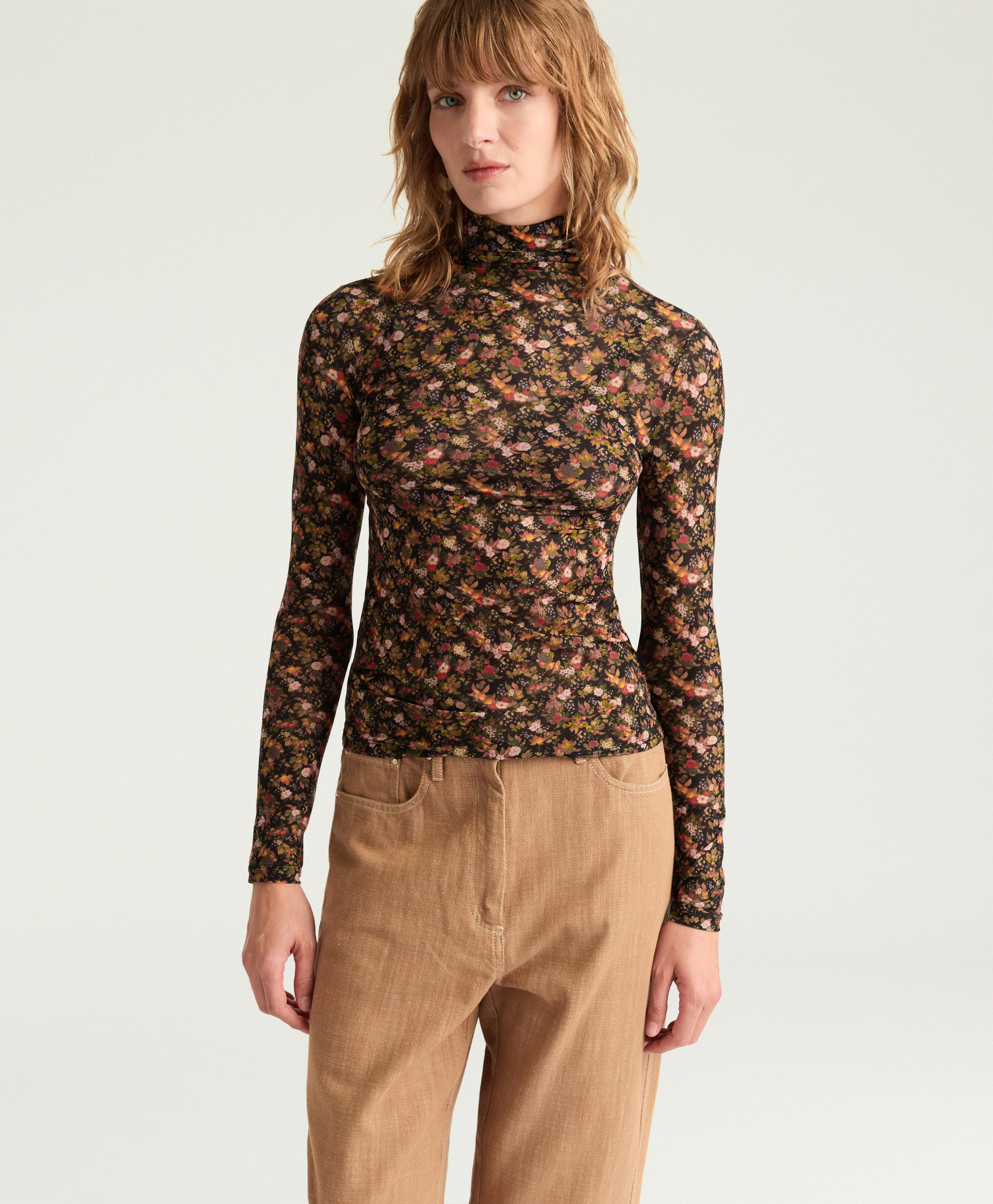 INE T-SHIRT IN PRINTED NYLON - BLACK MULTICOLOR - Momonì