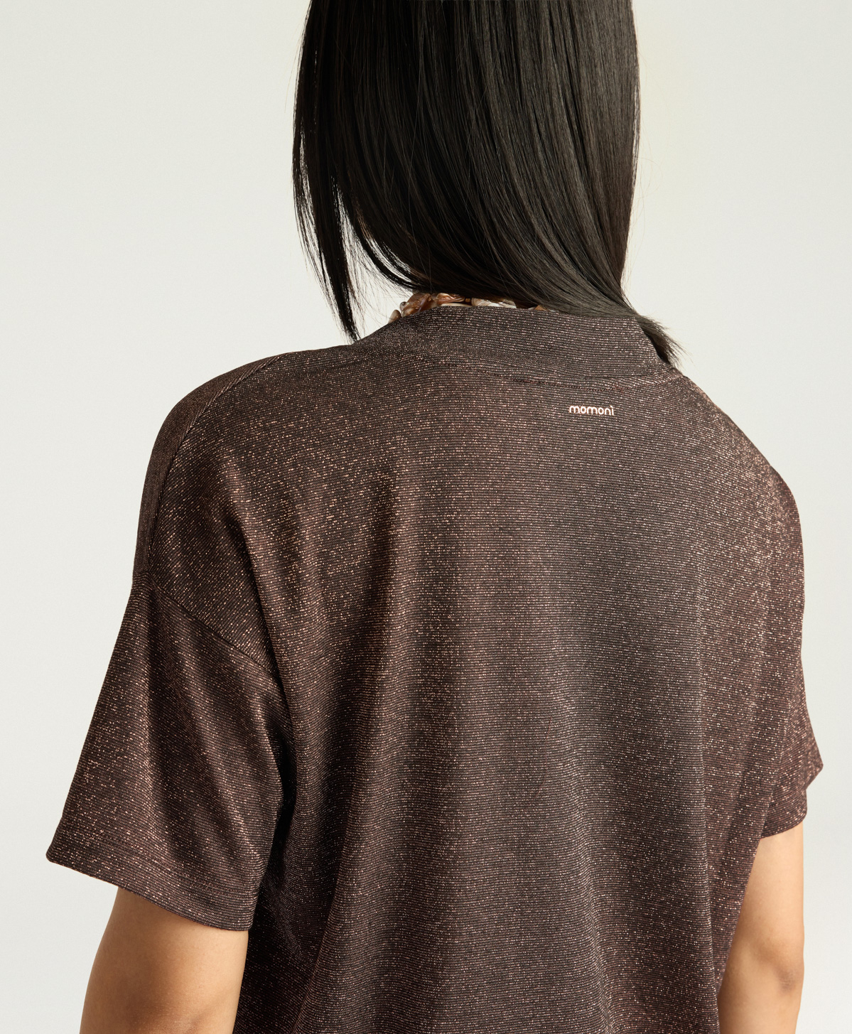 CAMISETA MILLIE DE PUNTO LÚREX COLOR LISO - COBRE - Momonì