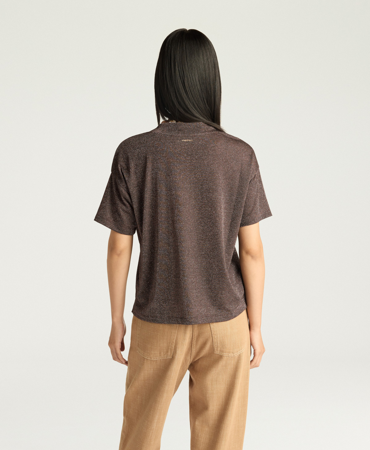 CAMISETA MILLIE DE PUNTO LÚREX COLOR LISO - COBRE - Momonì