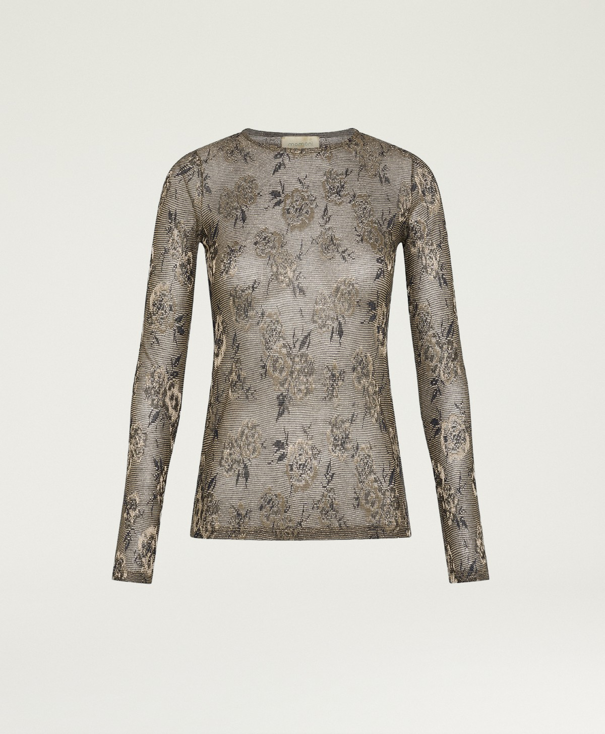 WAINA T-SHIRT IN LUREX JACQUARD JERSEY - ARMY GREEN MULTICOLOR - Momonì