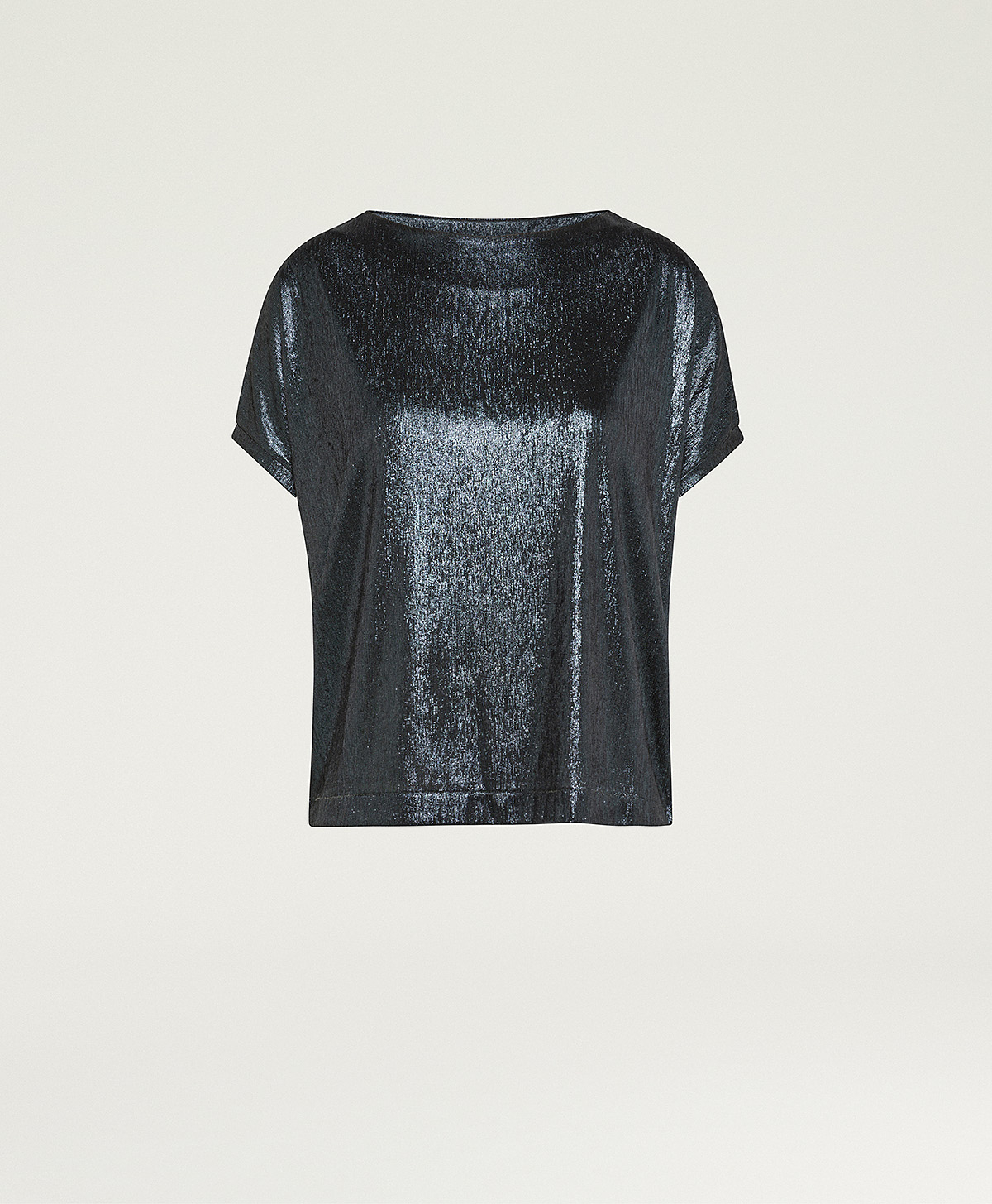 IVY T-SHIRT IN LAMINATED JERSEY - PETROL BLUE - Momonì