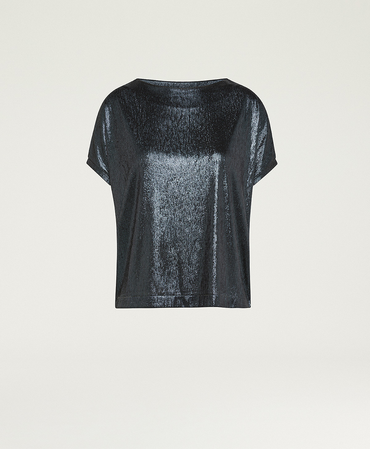 IVY T-SHIRT IN LAMINATED JERSEY - PETROL BLUE - Clothing - Momonì