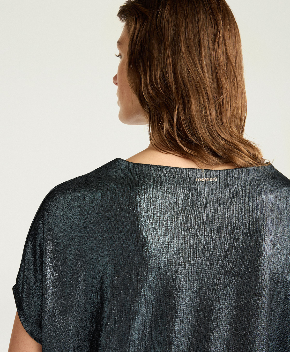 T-SHIRT IVY EN JERSEY LAMINÉ - BLEU PÉTROLE - Momonì