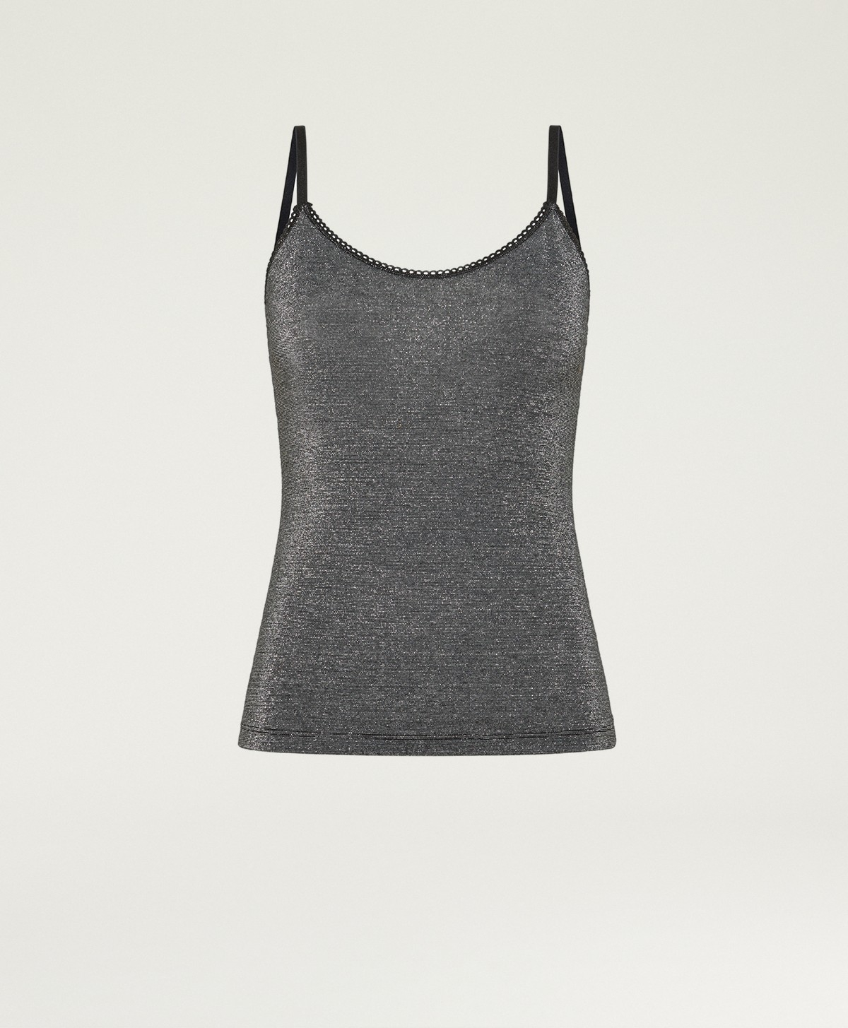 AIRELLE TOP IN SOLID COLOUR LUREX JERSEY - DARK SILVER - Momonì
