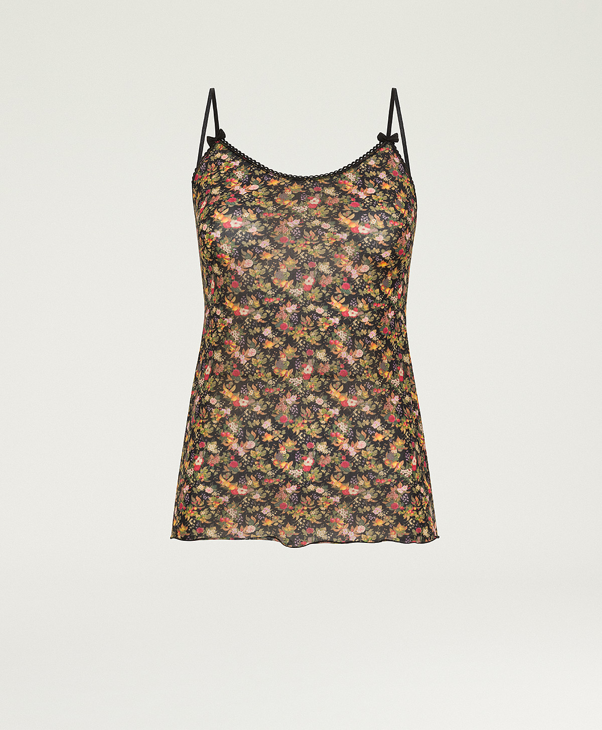 AIRELLE TOP IN PRINTED NYLON - BLACK MULTICOLOR - Momonì