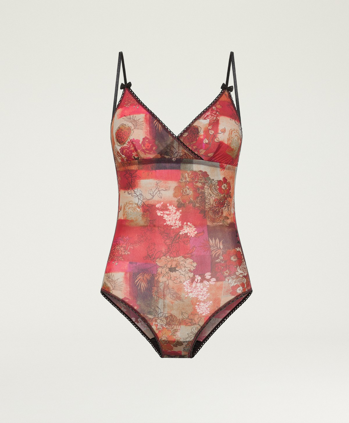 TORE BODY IN PRINTED NYLON - BORDEAUX MULTICOLOR - Momonì