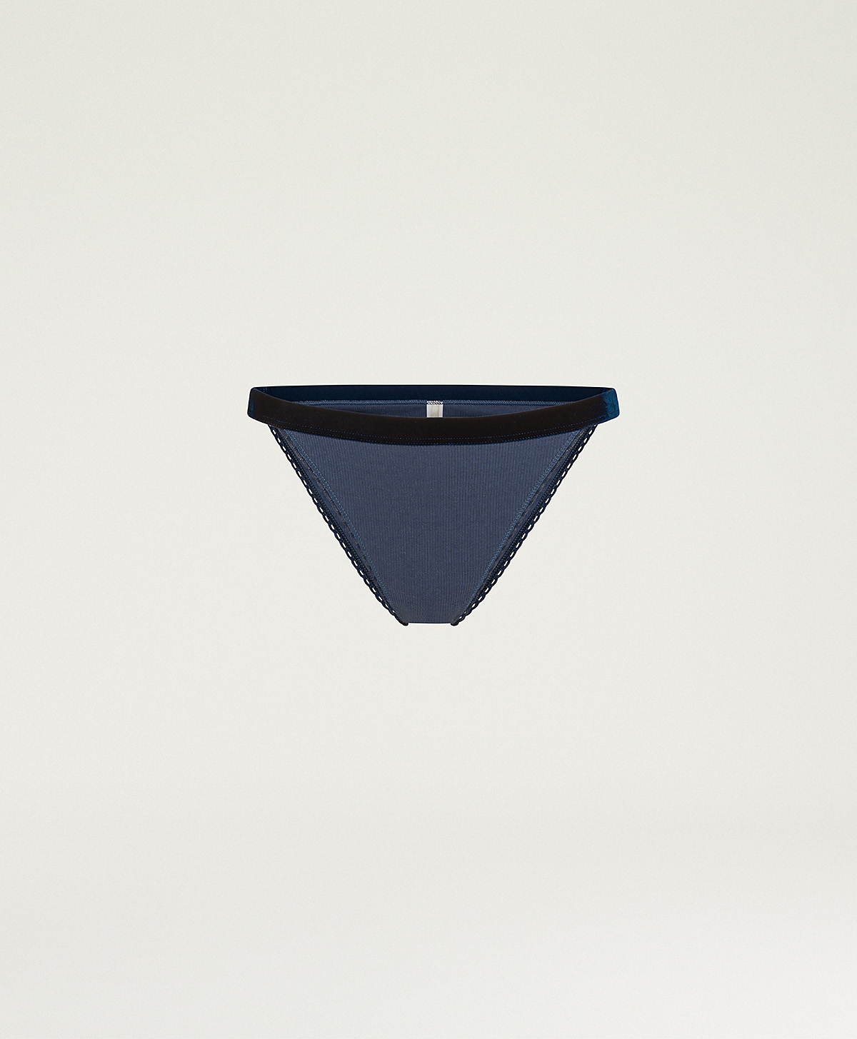 GREY KNICKERS IN RIBBED COTTON JERSEY - AVIO BLUE - Momonì