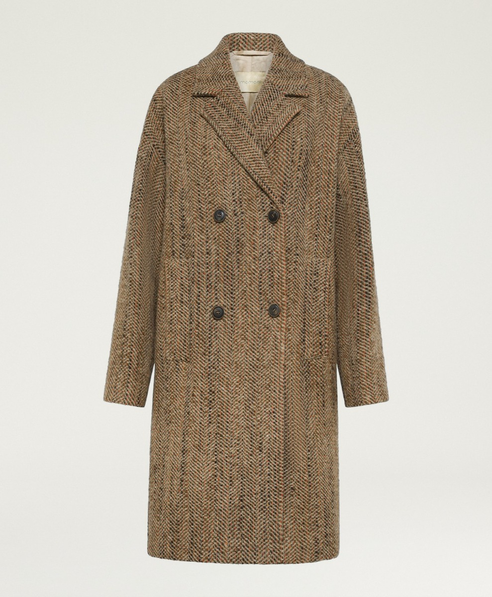 LANCASTER COAT IN MAXI HERRINGBONE BOUCLE WOOL - BEIGE MULTICOLOR - Clothing - Momonì