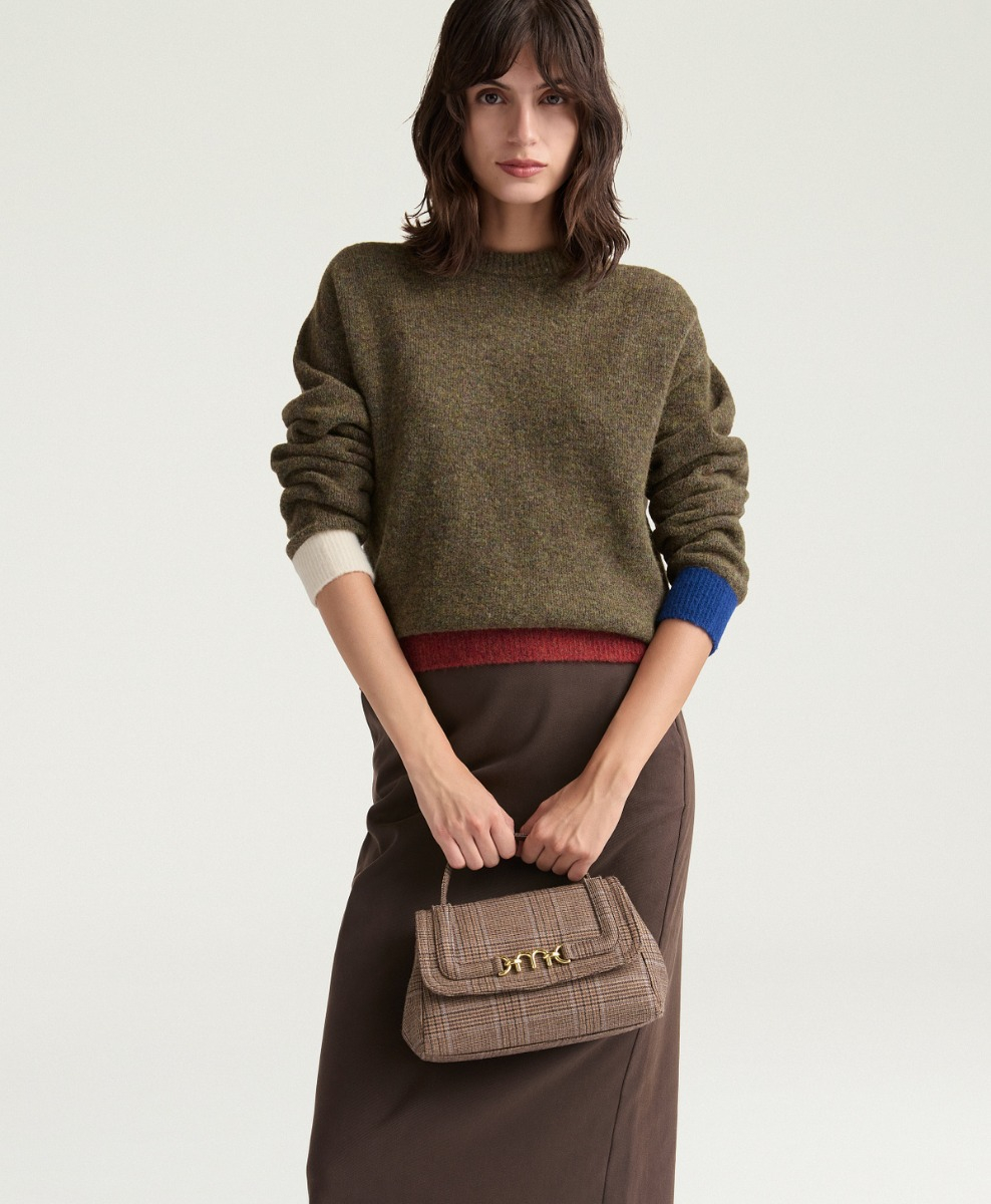 CLOVER SWEATER IN MERINO WOOL - GREEN MULTICOLOR - Momonì