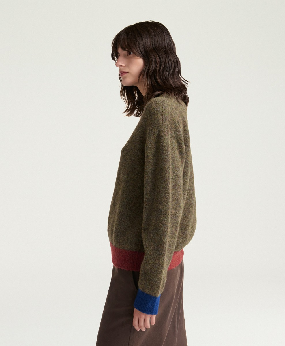 CLOVER SWEATER IN MERINO WOOL - GREEN MULTICOLOR - Momonì