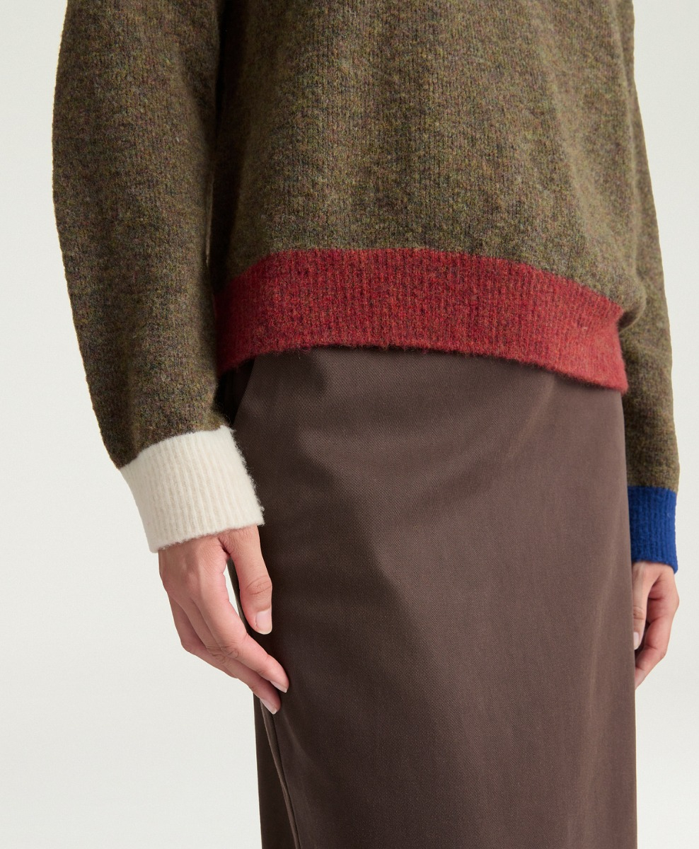 CLOVER SWEATER IN MERINO WOOL - GREEN MULTICOLOR - Momonì