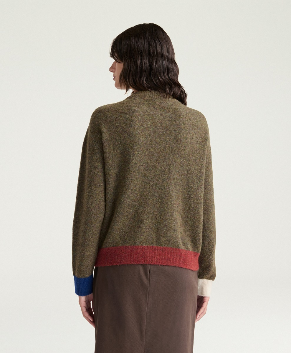 CLOVER SWEATER IN MERINO WOOL - GREEN MULTICOLOR - Momonì