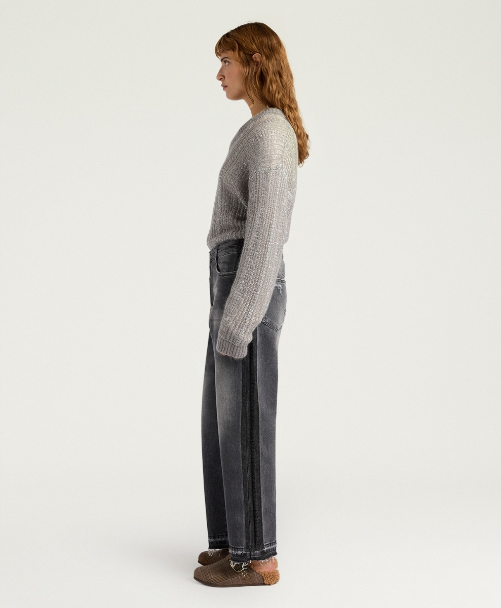 AIDAN PANTS IN 12 OZ BLACK DENIM - BLACK - Momonì