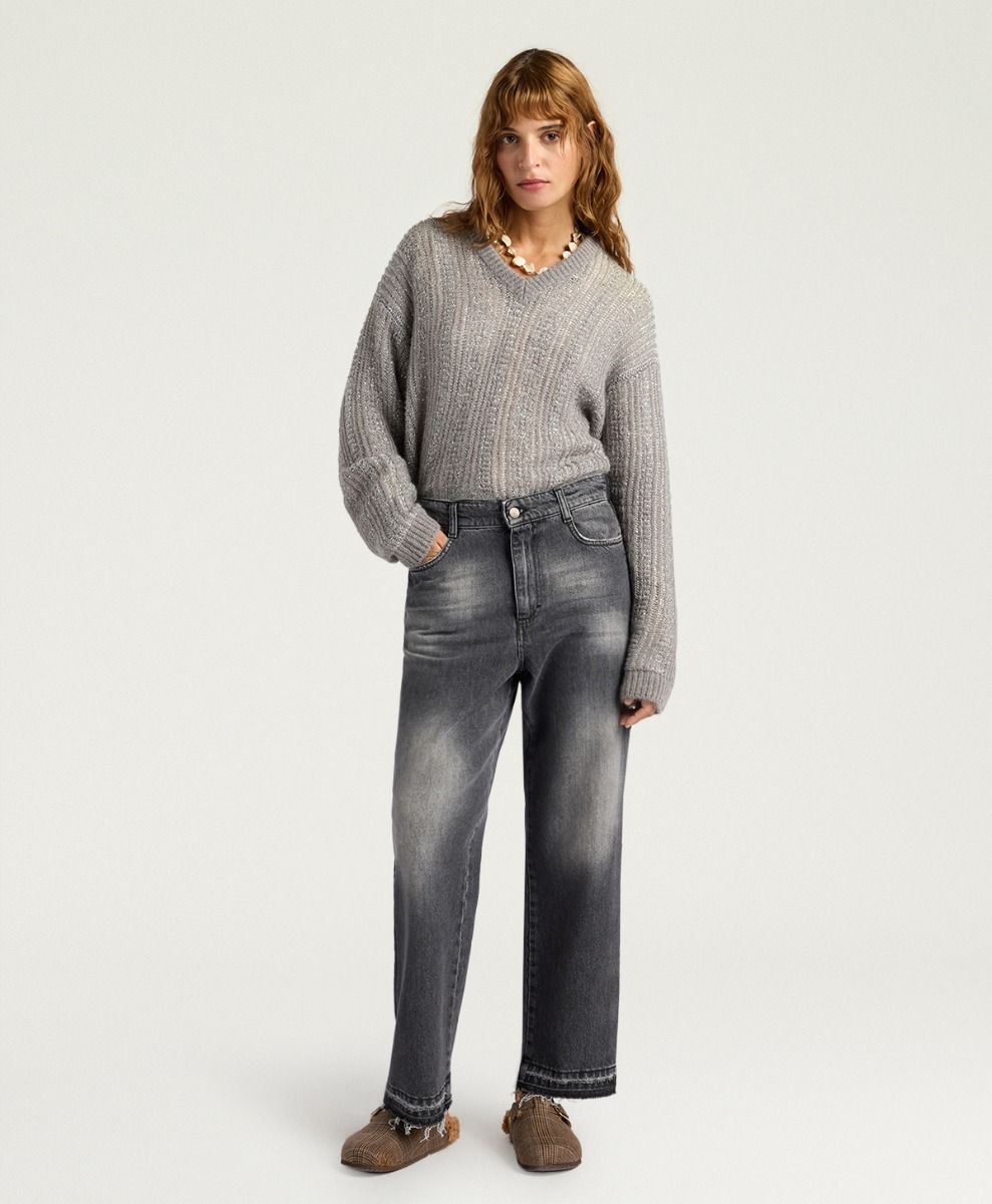 AIDAN PANTS IN 12 OZ BLACK DENIM - BLACK - Momonì