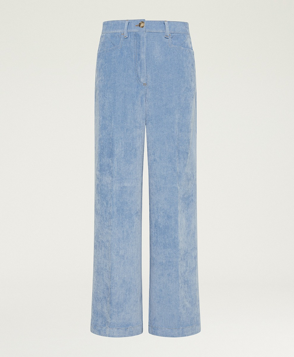 PANTALONI PETER IN VELLUTO A COSTE STRETCH - BLU ACCIAIO - Momonì