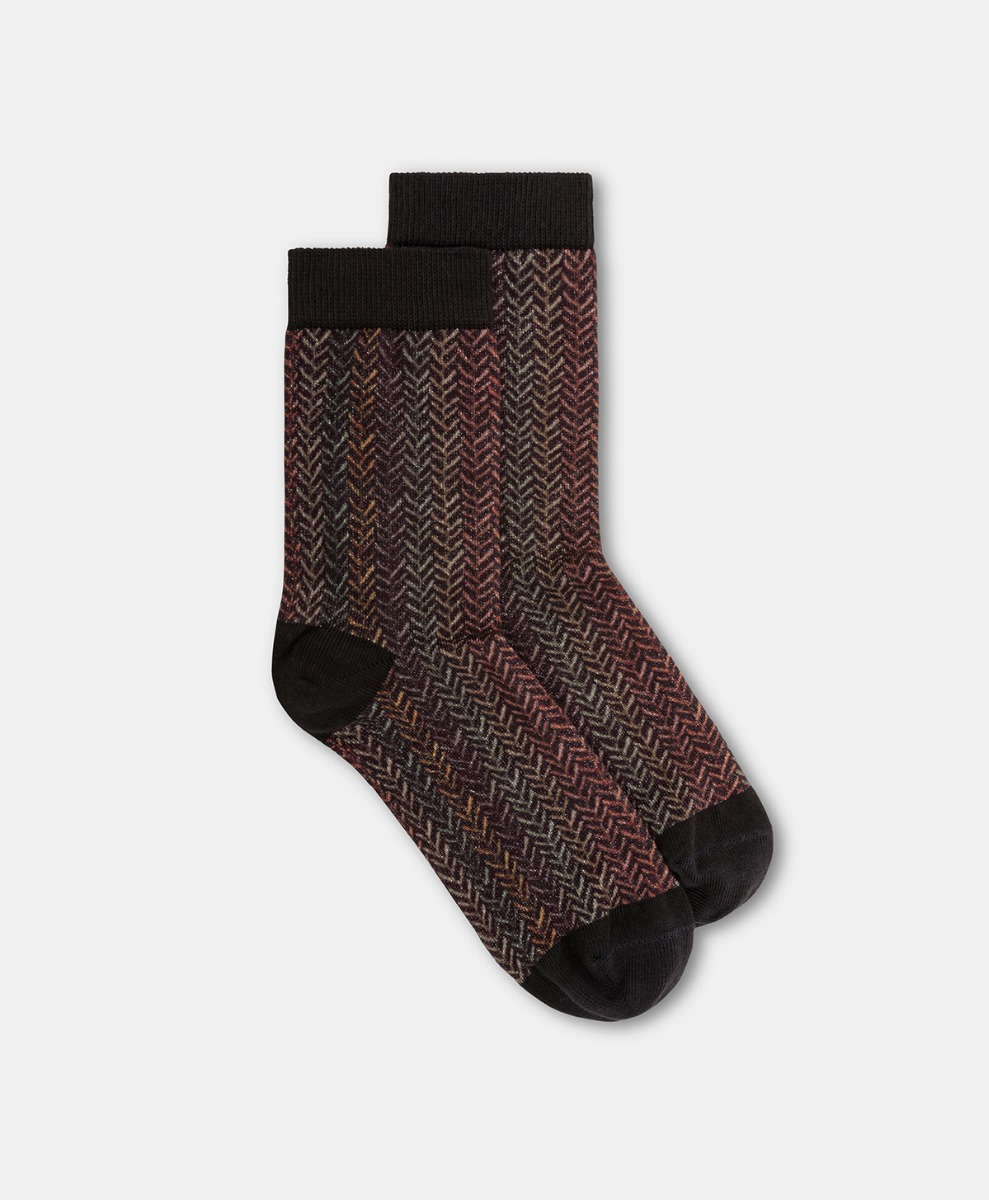 NANAMI PRINTED SOCKS - BROWN MULTICOLOR - Momonì