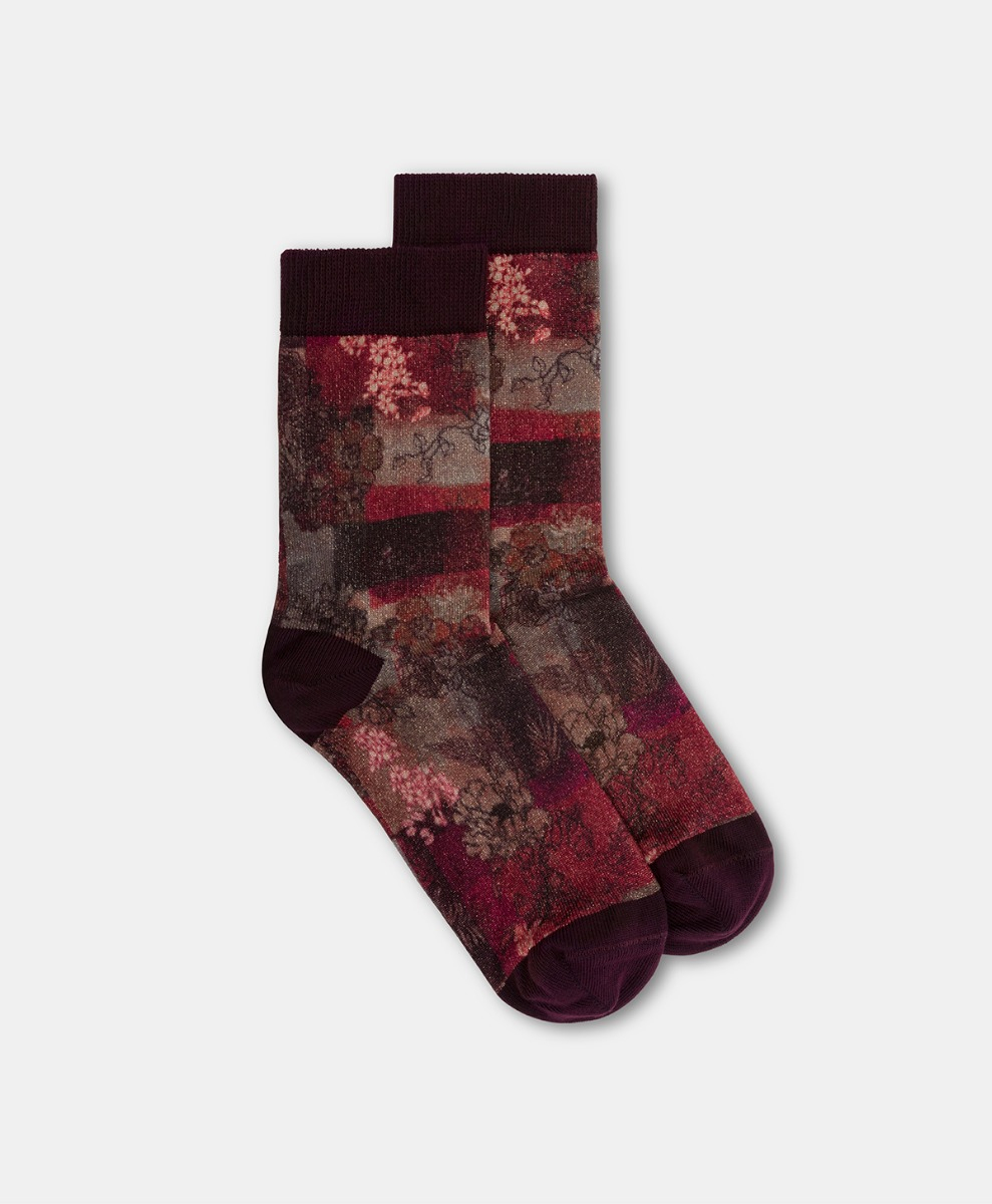 CHAUSSETTES NANAMI IMPRIMÉES - MULTICOLORE BORDEAUX - Momonì