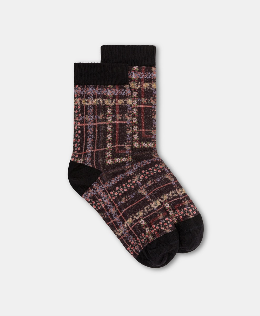 NANAMI PRINTED SOCKS - BLACK MULTICOLOR - Momonì