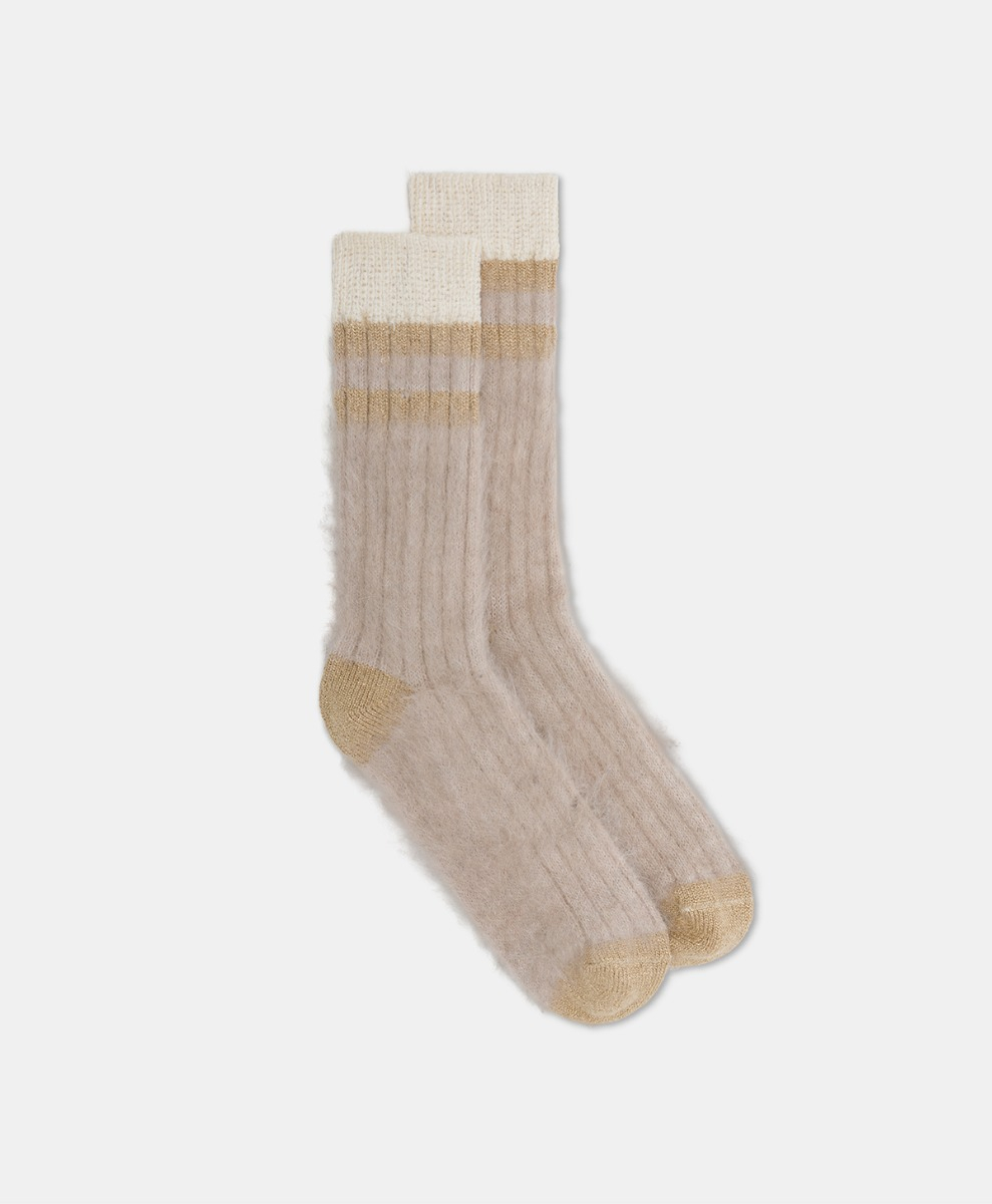 JOSHI SOCKS IN ALPACA AND CHENILLE - CHAMPAGNE - Momonì