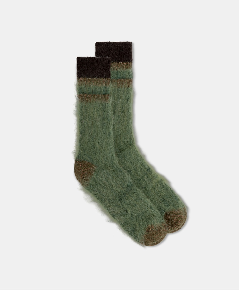 CALZINI JOSHI IN ALPACA E CINIGLIA - OLIVA - Momonì
