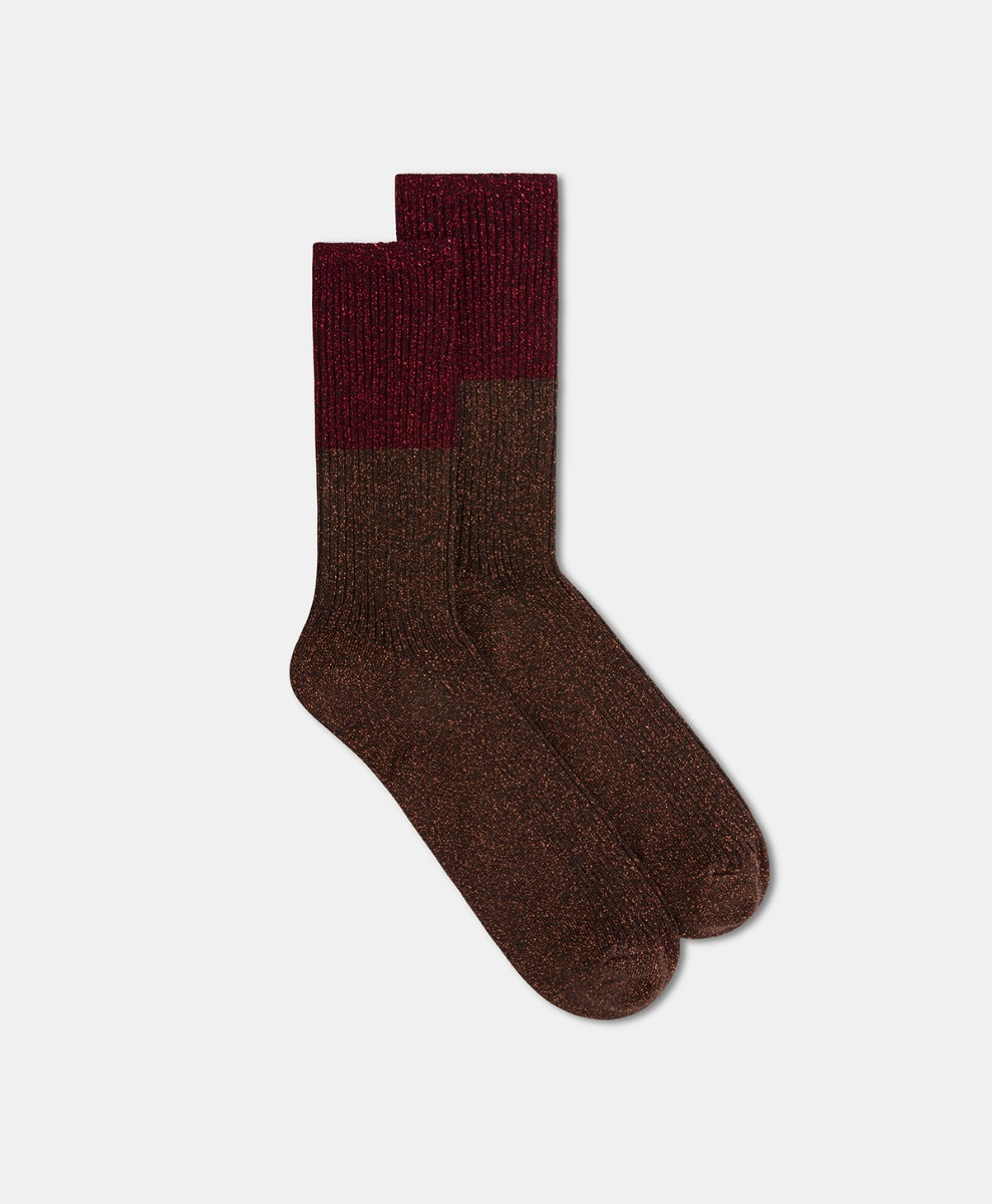 CHAUSSETTES BONNIE EN LUREX BICOLORE - BRONZE - Momonì