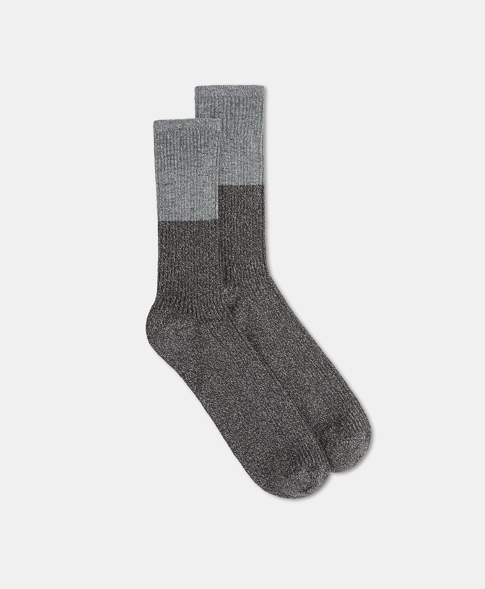 CHAUSSETTES BONNIE EN LUREX BICOLORE - ARGENT FONCÉ - Momonì