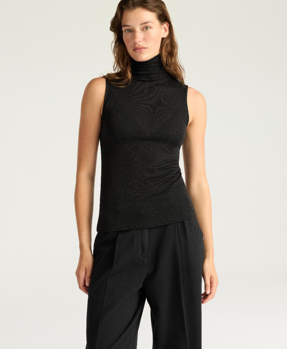 ALFRED T-SHIRT IN PLAIN JERSEY LUREX - BLACK - Momonì