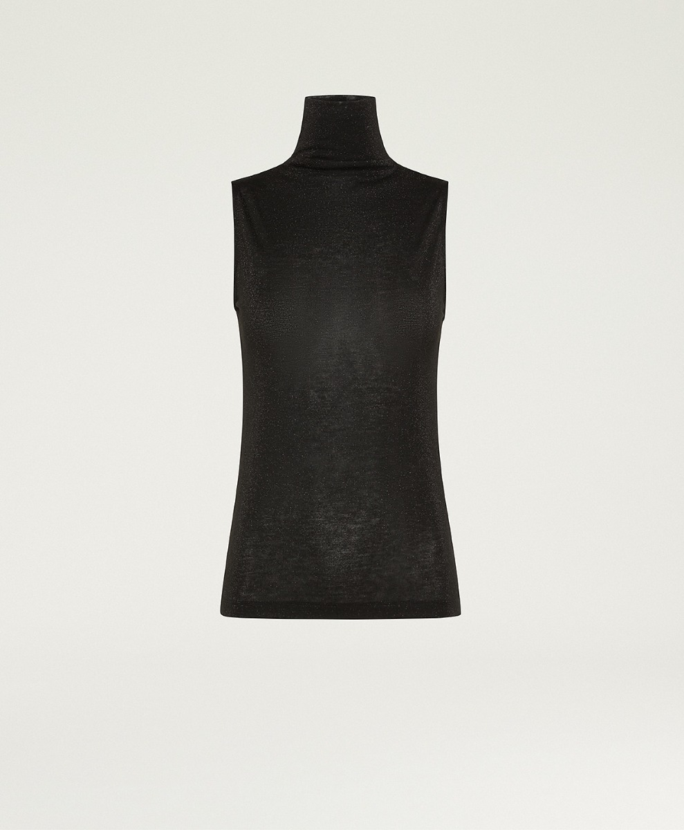 ALFRED T-SHIRT IN PLAIN JERSEY LUREX - BLACK - Momonì