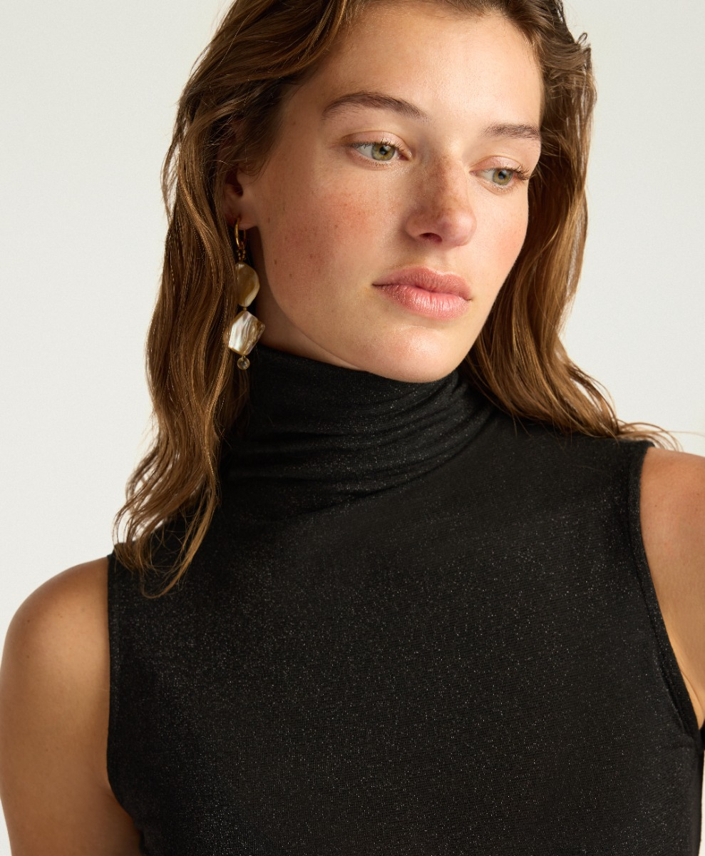 ALFRED T-SHIRT IN PLAIN JERSEY LUREX - BLACK - Momonì