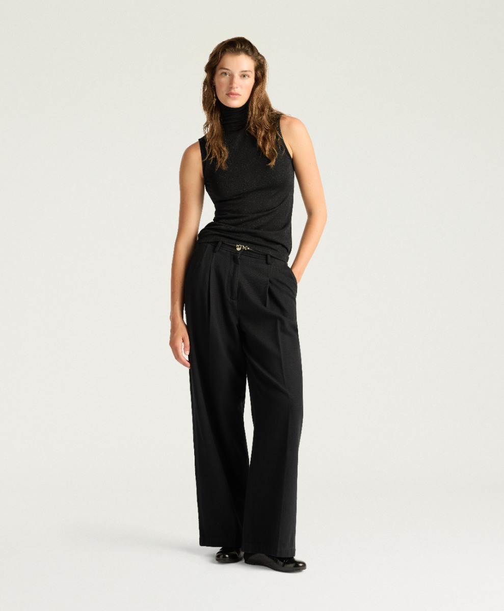 ALFRED T-SHIRT IN PLAIN JERSEY LUREX - BLACK - Momonì