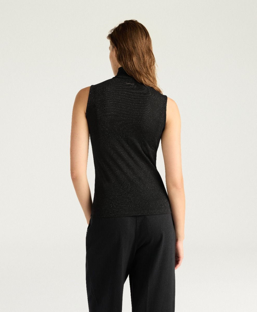 ALFRED T-SHIRT IN PLAIN JERSEY LUREX - BLACK - Momonì