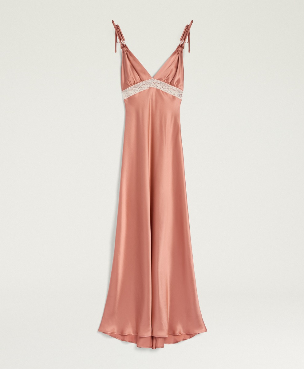 FEDORA DRESS IN SATIN - SALMON PINK - Clothing - Momonì