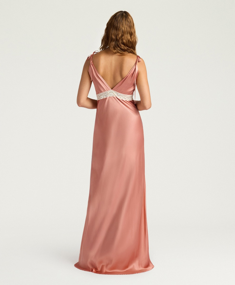 FEDORA DRESS IN SATIN - SALMON PINK - Momonì