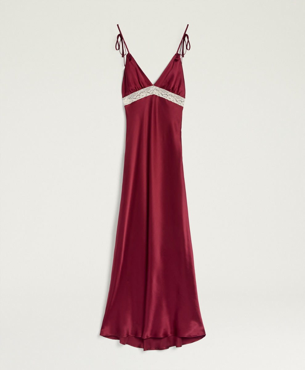 FEDORA DRESS IN SATIN - PRUNE - Momonì