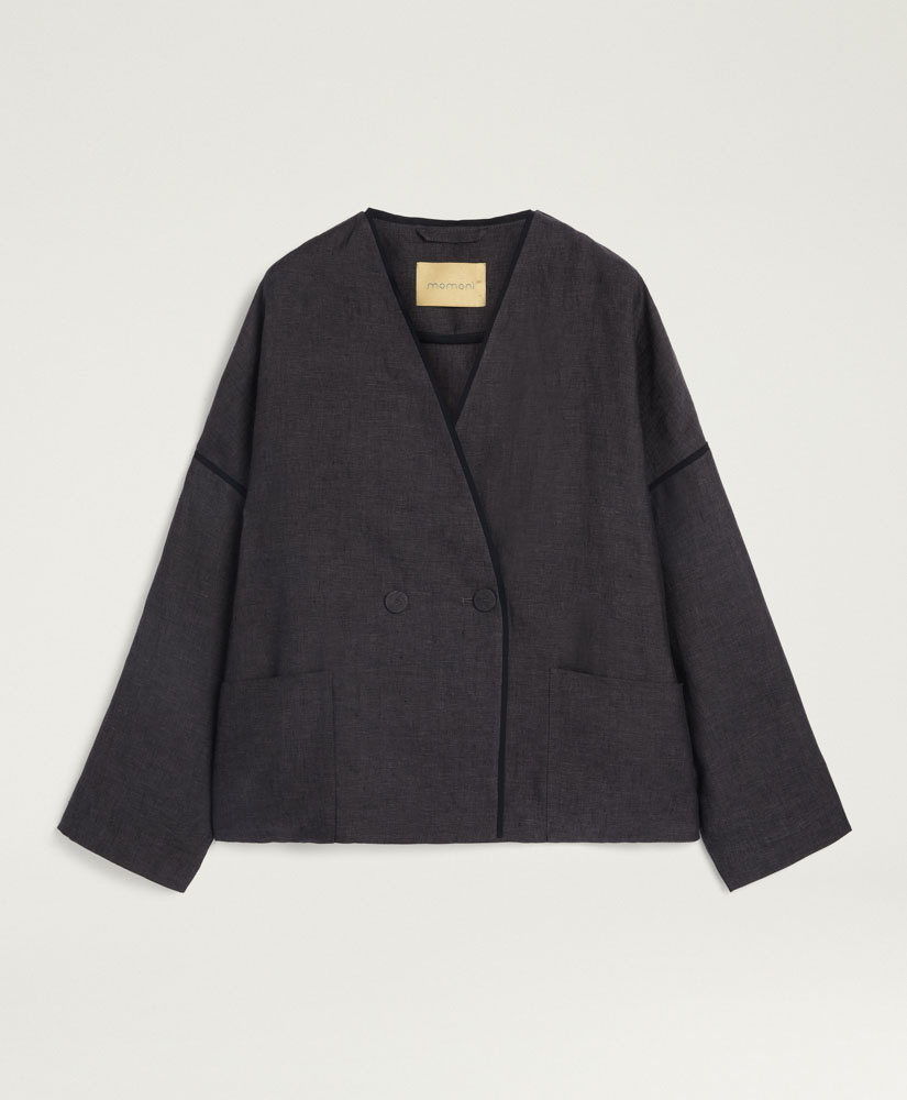 ASTRE JACKET IN LINEN - CHARCOAL GRAY - Clothing - Momonì