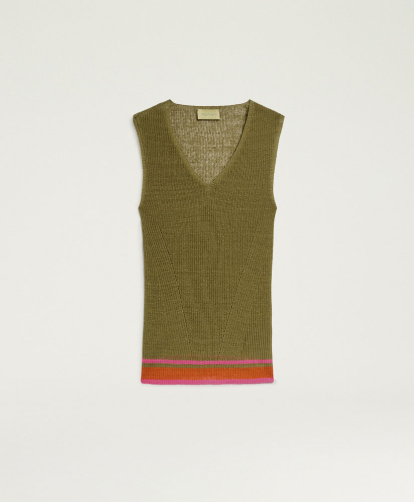 ELLA TOP IN LINEN - SAGE GREEN - Clothing - Momonì