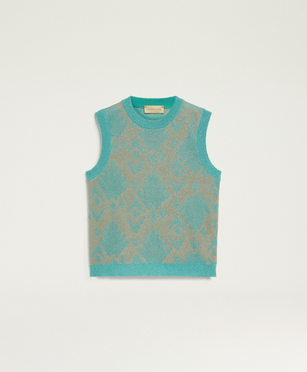 image_position_description_9 - VETA TOP IN JACQUARD - AQUAMARINE/GOLD
